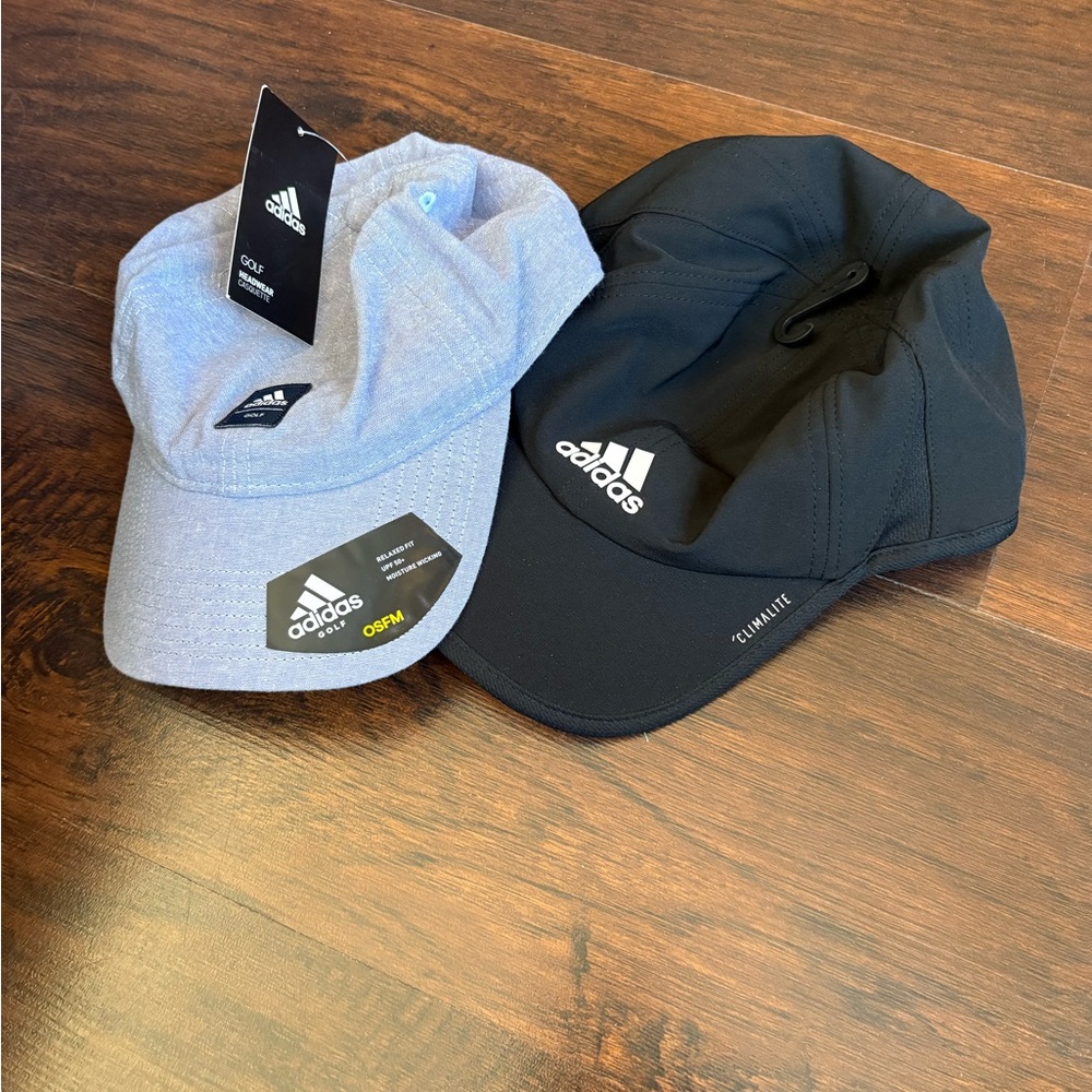 Adidas Black and Gray Caps